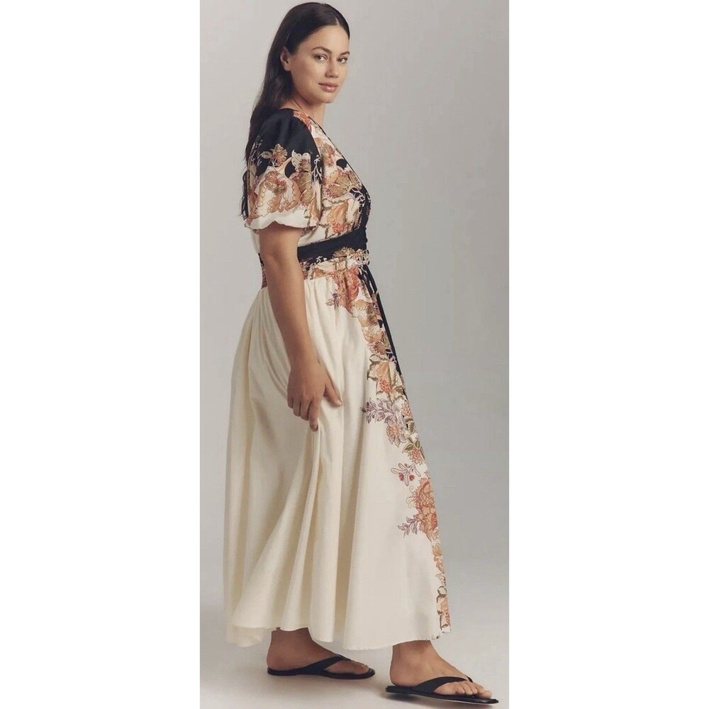 EUC Anthropologie Catalina Button Front Dress Womens Plus 1X Floral V-Neck Midi - Picture 2 of 16
